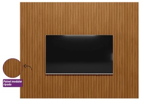 Painel para TV até 75 Polegadas Ripado Marisa Nature Fosco 258x250 cm L04 - D'Rossi