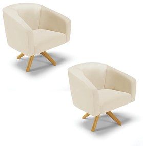 Poltrona Decorativa Giratória MA30 Kit 2 Stella Sintético Bege D03 - D'Rossi