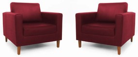 Conjunto 2 Poltrona Decorativa Gabriela Suede Bordo