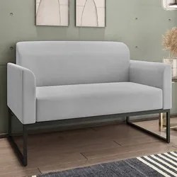 Kit Namoradeira e 1 Poltrona Decorativa Base Industrial Preta Maressa