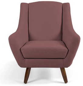 Poltrona Decorativa Sala de Estar Pés de Madeira Naomi Veludo Rosê G15 - Gran Belo