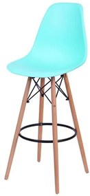 Banqueta Eames Polipropileno Verde Tiffanny Base Madeira - 59308 Sun House