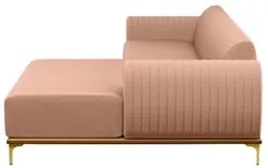 Sofá 265cm 4 Lugares com Chaise Direito Pés Gold Molino C-105 Linho Ro