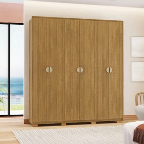 Guarda Roupa Casal Marlin 6 Portas de Bater 4 Gavetas com Nichos MDF Nature G98 - Gran Belo
