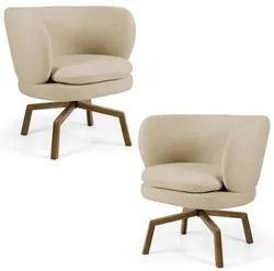 Kit 02 Poltronas Decorativas Melissa Base Ka Giratória Castanho C-129