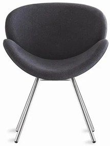 Poltrona Lab Assento Estofado Rustico Preto Base Cromada - 55854 Sun House