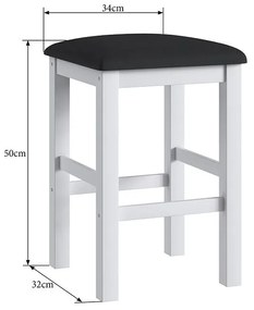 Conjunto 2 Banquetas Estofadas Madeira Espuma - Branco/preto