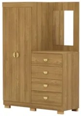 Guarda Roupa Cômoda Com Espelho 120cm Cristal Nature - Vila Rica