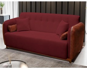 Sofá 3 Lugares Liverpool 1,90 m Compose Corino Ocre/Bordô - Decorar Estofados