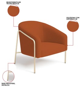 Poltrona Sala Industrial Alta Champanhe Stella Bouclê D03 - D'Rossi - Terra