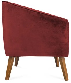 Poltrona Decorativa Dalia Pés de Madeira Suede Vermelho - Sheep Estofados - Vermelho