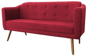 Namoradeira Bruna 1,60 m 3 Lugares Pés Palito Suede Vermelho