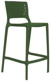 Banqueta Alta Cozinha Verde Musgo Empilhável Saturno em Polipropileno Acrilys