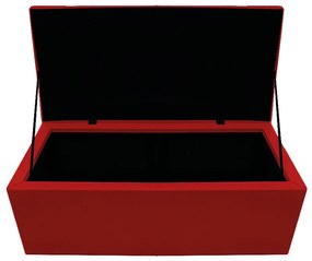 Recamier Baú Estofada Mel 90 cm Solteiro Com Capitonê  Suede Vermelho - ADJ Decor