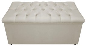 Recamier Baú Estofada Mel 90 cm Solteiro Com Capitonê  Suede Bege - ADJ Decor