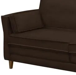 Sofá Living 3 Lugares 220cm Pés Madeira Efraim F05 Veludo Marrom - Mpo