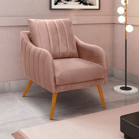 Poltrona Salem Veludo Pés Palito Castanho K01 - D'Rossi - Rose