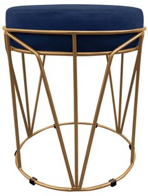 Puff Multiuso com Mesa Babu 2 em 1 Suede Azul Marinho Base Dourado - D'Rossi