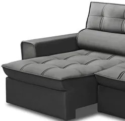 Sofá Retrátil Reclinável 3 Lugares 240cm Blanches F05 Veludo Grafite -