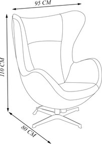 Poltrona Decorativa Egg Chair RB Nº33 c/Regulagem de Altura Azul/Preto G53 - Gran Belo