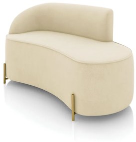 Sofá 2 Lugares Orgânico 140cm Pé Dourado Morgan Suede D03 - D'Rossi - Bege