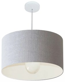 Lustre Pendente Cilíndrico Md-4169 Cúpula em Tecido 60x30cm Rustico Cinza - Bivolt