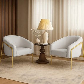 Poltrona Sala Industrial Alta Dourado Kit 2 Stella Linho D03 - D'Rossi - Cinza