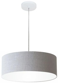 Lustre Pendente Cilíndrico Md-4132 Cúpula em Tecido 40x15cm Rustico Cinza - Bivolt
