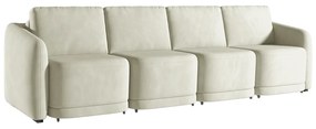 Sofá Cama Modulado Retrátil e Reclinável Decorativo Varsóvia 316cm Veludo Bege G33 - Gran Belo