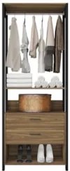 Guarda Roupa Solteiro Closet 73cm 2 Gavetas Una Mel/Preto C01 - Mpozen
