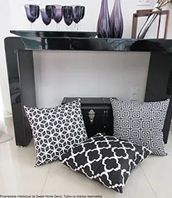 3 Capas para Almofadas Confort Veludo Geométrico Preto 50x50cm
