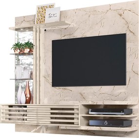 Painel TV 55 Pol 182cm Bancada Suspensa para Sala Romelli Calacata/Off White M20 - D'Rossi