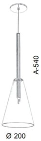 Pendente Cone Vidro Ø20X54Cm Metal E Vidro 01Xg9 |Old Artisan Pd-5471 (PRETO / DOURADO BRILHO, CLEAR (TRANSPARENTE))