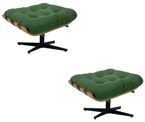 Kit 02 Puffs Giratório Costela Suede Base Cromada Preto - D'Rossi - Verde