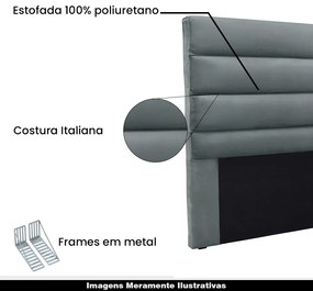 Cabeceira Decorativa Queen Size 1,60M Guess Veludo Cinza G63 - Gran Belo