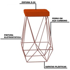 Banqueta Decorativa Kathy Base Bronze Suede Telha G41 - Gran Belo