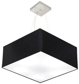 Lustre Pendente Quadrado Md-4006 Cúpula em Tecido 21/50x50cm Preto - Bivolt