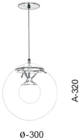 Pendente Esfera Ø30X32Cm Metal E Vidro 1 X G9 Globo Ø30Cm / Ø12Cm|Old... (PRETO, AMBAR)