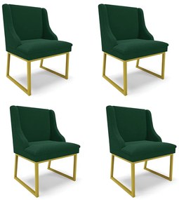 Cadeira Sala de Jantar Industrial Dourado kit 4 Liz Bouclê D03 - D'Rossi - Verde