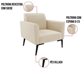 Poltrona Pés Villach Marisa Suede - Bege