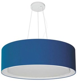 Lustre Pendente Cilíndrico Duplo Md-4125 Cúpula em Tecido 60x25cm Azul Marinho - Bivolt