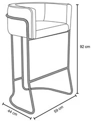 Kit 4 Banquetas Decorativas Base Aço Preto Betina D-465 Linho Chumbo -