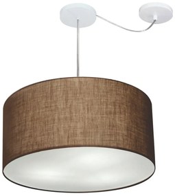 Lustre Pendente Cilíndrico Com Desvio Md-4261 Cúpula em Tecido 50x30cm Café - Bivolt