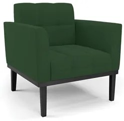 Poltrona Decorativa Base Madeira Preto Ana Veludo Verde - Ibiza