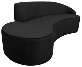 Sofá 3 Lugares Eros D07 Curvo 210cm Braço Direito Veludo Preto - D'Rossi