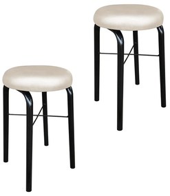 Kit 02 Banquetas Baixa Manu Corino - Bege