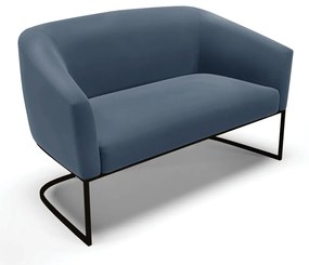 Namoradeira e 2 Poltronas Industrial Preto Stella Suede D03 - D'Rossi - Azul Marinho