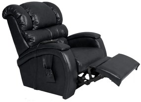 Poltrona do Papai Reclinável Elétrica com Controle Sala de Estar Oasis PU Sintético Preto Brilho G23 - Gran Belo