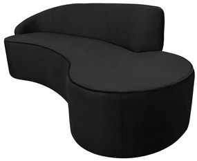 Sofá 3 Lugares Eros D07 Curvo 210cm Braço Esquerdo Veludo Preto - D'Rossi