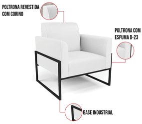 Kit 2 Poltronas Base Industrial Alta Preto Marisa Corino D03 - D'Rossi - Branco